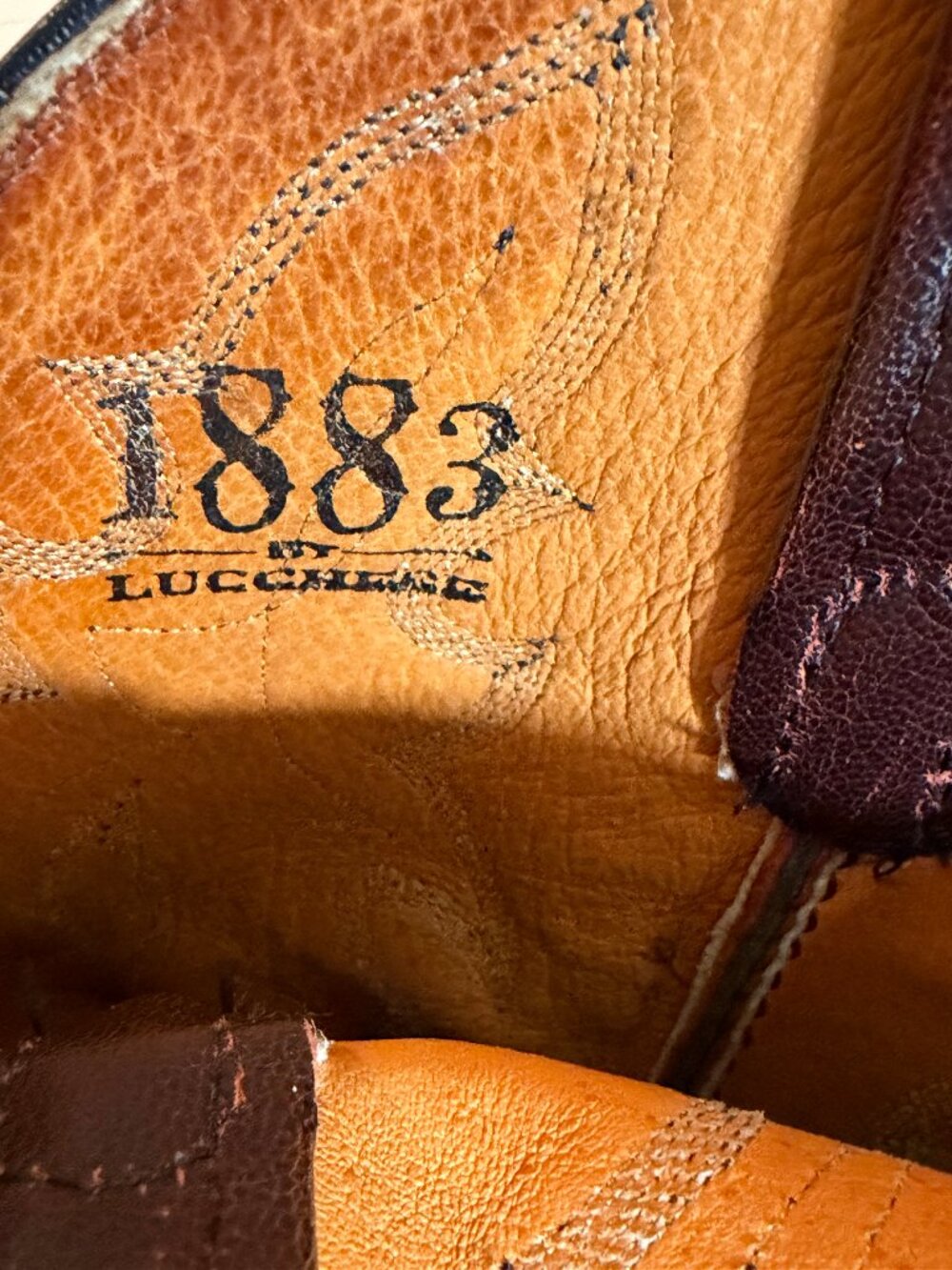 1883 Lucchese N1022R4 Men’s Ostrich Western Cowboy Boots Black Cherry 9.5EE - Picture 10 of 12